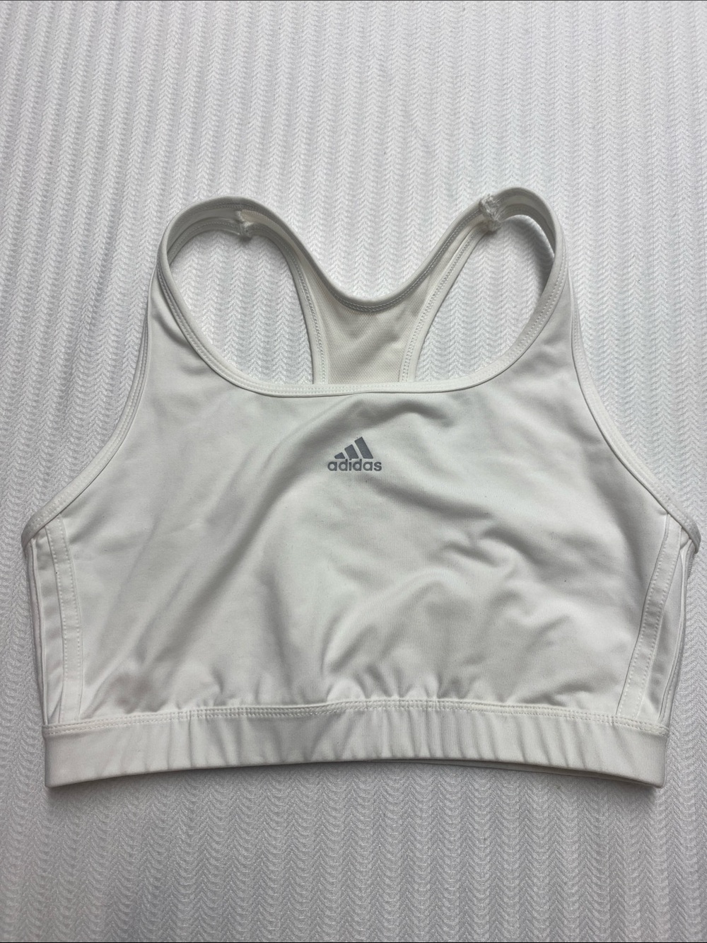 Adidas White Racerback Sports Bra Athletic Workout Gym XL Athleisure Yoga Gym - Picture 3 of 7